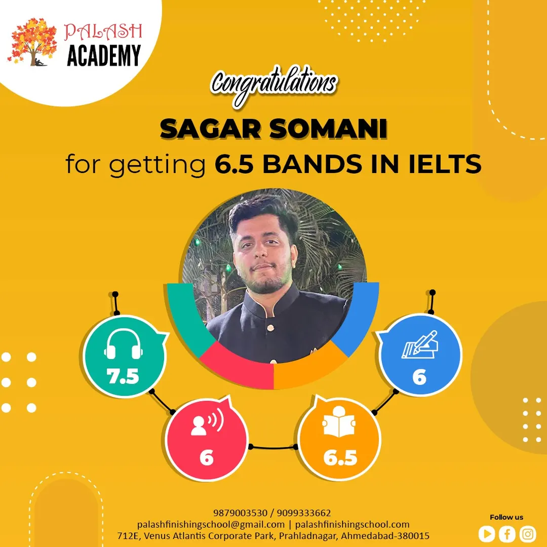 Sagar Somani — IELTS — Overall 6.5 Bands