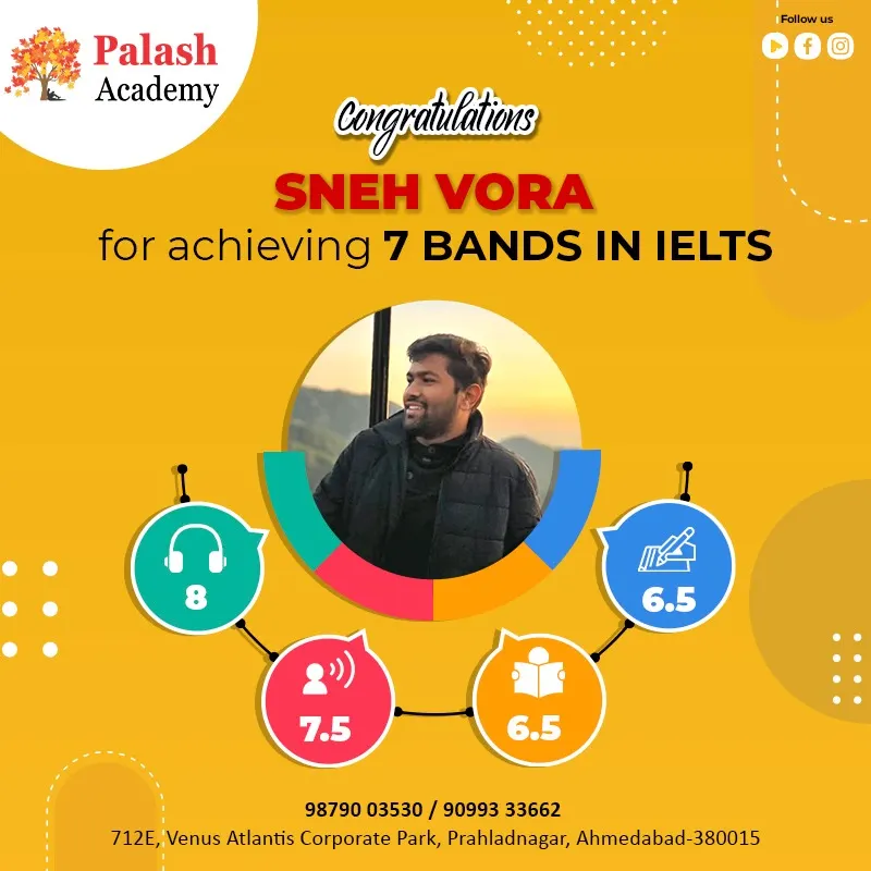Sneh Vora — IELTS — Overall 7 Bands