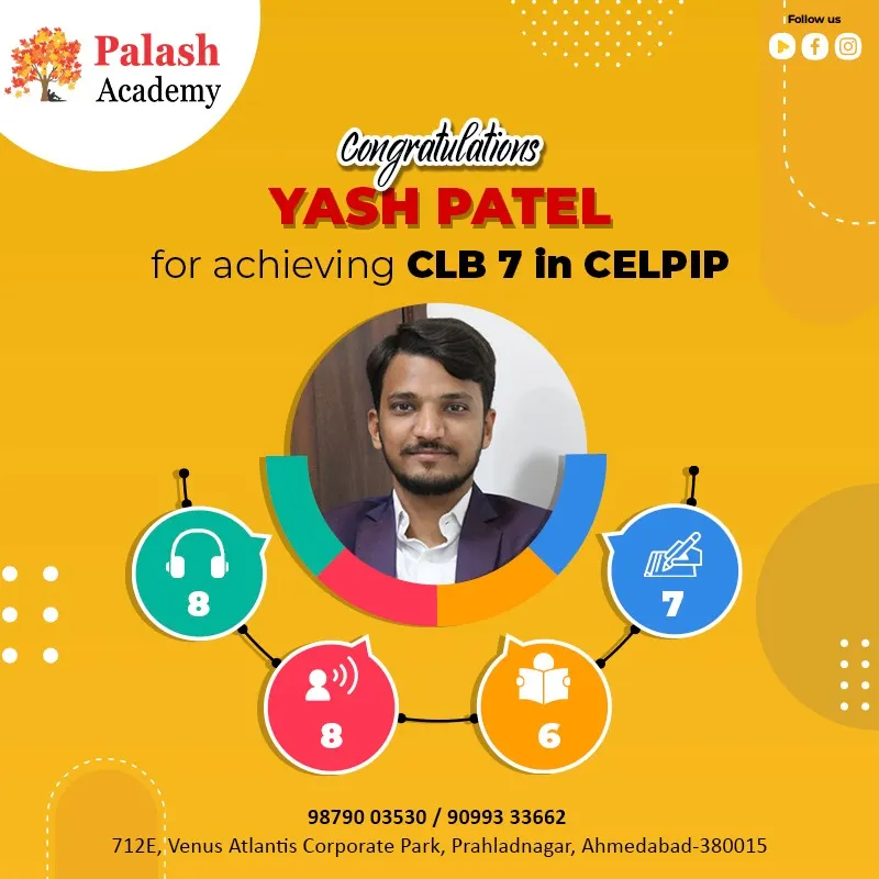 Yash Patel — CELPIP — CLB 7