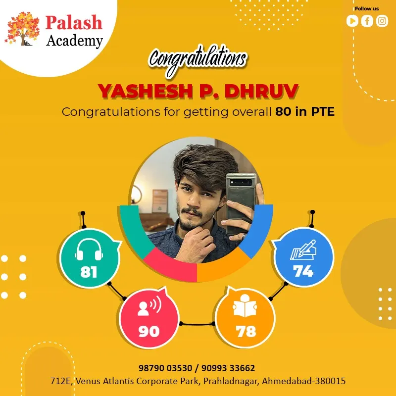 Yashesh P. Dhruv — PTE — Overall 80